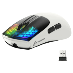 ماوس الألعاب X5 فائق الخفة 49 جرام بثلاثة أوضاع اتصال وإضاءة RGB - أبيض X5 Tri-Mode Gaming Mouse 49g Ultra-Light with RGB Backlit Main Click–White