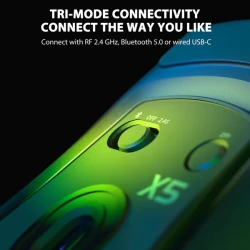 ماوس الألعاب X5 فائق الخفة 49 جرام بثلاثة أوضاع اتصال وإضاءة RGB - أبيض X5 Tri-Mode Gaming Mouse 49g Ultra-Light with RGB Backlit Main Click–White