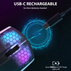 ماوس الألعاب X5 فائق الخفة 49 جرام بثلاثة أوضاع اتصال وإضاءة RGB - أبيض X5 Tri-Mode Gaming Mouse 49g Ultra-Light with RGB Backlit Main Click–White