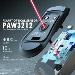 ماوس الألعاب X5 فائق الخفة 49 جرام بثلاثة أوضاع اتصال وإضاءة RGB - أبيض X5 Tri-Mode Gaming Mouse 49g Ultra-Light with RGB Backlit Main Click–White