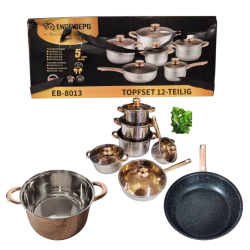 مجموعة قدور وقلايات من الستان ستيل الصحي المتكاملة صناعة المانية  ست قطع Complete healthy stainless steel cookware set, German made, 6 pieces