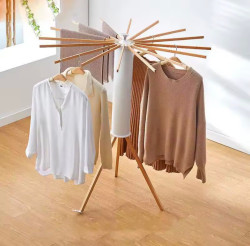 منشر ملابس خشبي قابل للطي Foldable Wooden Clothes Drying Rack