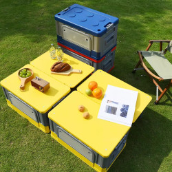 صندوق تخزين للسفرات و التخييم و التخزين يفتح كطاولة وقابل للطي Storage box