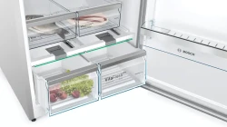 ثلاجة فريزر قائمة بذاتها بفريزر علوي – ستانلس ستيل مقاوم لبصمات الأصابع سيريز 6 Series 6 Free-standing Fridge-Freezer with Freezer at Top