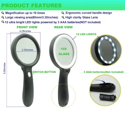 عدسة مكبرة محمولة بتكبير 10 أضعاف Portable magnifying glass with 10x magnification