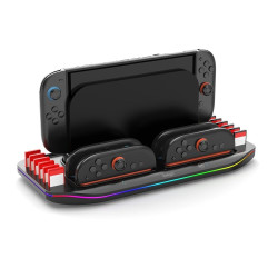 حامل شحن متعدد الوظائف iPega SW2210 RGB لجهاز Nintendo Switch 2 باللون الأسود iPega SW2210 Multifunctional Charging RGB Stand for Nintendo Switch 2 Black