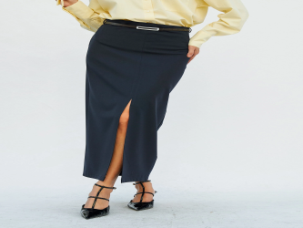 تنّورة نسائية بحزام وفتحة أمامية Women's Belted Skirt with Slit Front