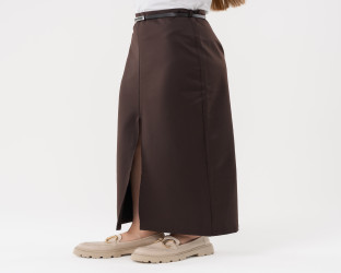 تنّورة نسائية بحزام وفتحة أمامية Women's Belted Skirt with Slit Front