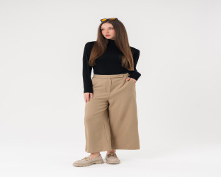 بنطلون واسع نسائي High-Waist Wide-Leg Culottes Trousers