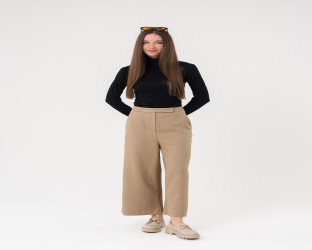 بنطلون واسع نسائي High-Waist Wide-Leg Culottes Trousers