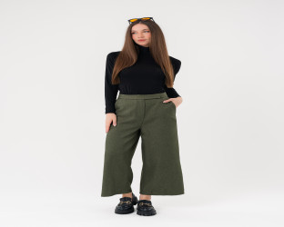 بنطلون واسع نسائي High-Waist Wide-Leg Culottes Trousers