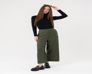 بنطلون واسع نسائي High-Waist Wide-Leg Culottes Trousers