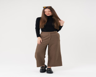 بنطلون هاي ويست High-Waist Wide-Leg Culottes Trousers