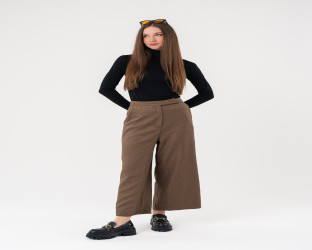 بنطلون هاي ويست High-Waist Wide-Leg Culottes Trousers