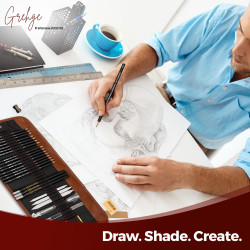 مجموعة أقلام رسم جرافيت وفحم 24 قطعة 24-piece graphite and charcoal drawing pencil set