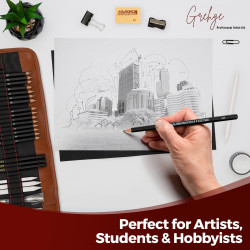 مجموعة أقلام رسم جرافيت وفحم 24 قطعة 24-piece graphite and charcoal drawing pencil set