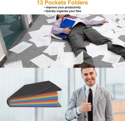 مجلد  A4 قابل للتوسيع مع 13 جيب لتنظيم المستندات للمنزل والمكتب A4 Expandable Folder with 13 Pockets for Organizing Documents at Home and Office