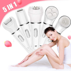 مجموعة إزالة شعر كهربائية 5 في 1 للاستخدام الجاف والرطب 5-in-1 Electric Hair Removal Kit for Dry and Wet Use