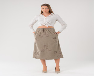 تنورة ميدي نسائية نقش زهري Women's Midi Skirt  with Floral Embroidery