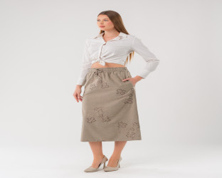 تنورة ميدي نسائية نقش زهري Women's Midi Skirt  with Floral Embroidery