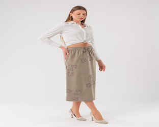 تنورة ميدي نسائية نقش زهري Women's Midi Skirt  with Floral Embroidery