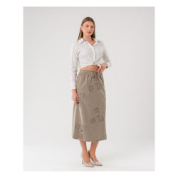 تنورة ميدي نسائية نقش زهري Women's Midi Skirt  with Floral Embroidery
