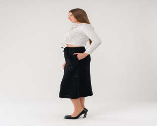 تنورة ميدي نسائية نقش زهري Women's Midi Skirt with Floral Embroidery