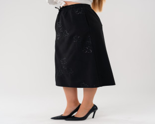 تنورة ميدي نسائية نقش زهري Women's Midi Skirt with Floral Embroidery