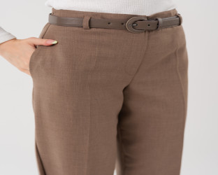 بنطلون نسائي بخصر عالٍ وتفاصيل أزرار جانبية Women's Tapered High-Waisted Trousers with Side Button Detail