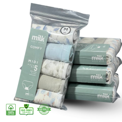باكيت 5 قطع لباس داخلي نسائي خصر ميدي بطانة خاولي قطن طبيعي 100% MIDI COMFY 012 PACK/5