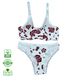 سيت حمالة ولباس نسائي يومي قطن طبيعي 100% كاب C بعضم SET BRA 517-04