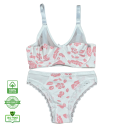 سيت حمالة ولباس نسائي يومي قطن طبيعي 100% كاب C بعضم SET BRA 517-05