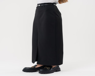 تنّورة نسائية بحزام وفتحة أمامية Women's Belted Skirt with Slit Front
