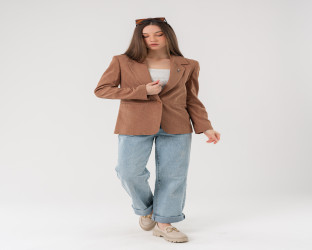 جاكيت بليزر بقماش الكوردروي Women's Corduroy Blazer