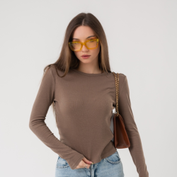 بلوزة نسائية بأكمام طويلة Women's Long-Sleeve Ribbed Top