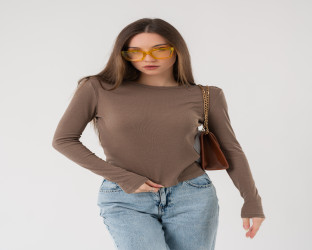 بلوزة نسائية بأكمام طويلة Women's Long-Sleeve Ribbed Top