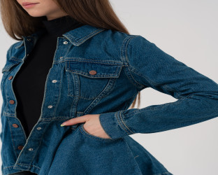 جاكيت جينز نسائي Women's Dark Denim Jacket