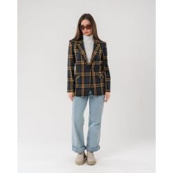 جاكيت بليزر بنقشة مربعات كلاسيكية Classic Women's Plaid Blazer