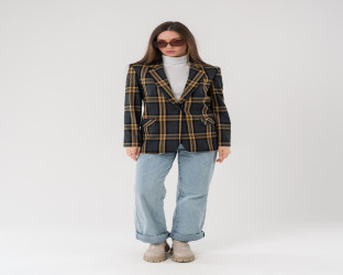 جاكيت بليزر بنقشة مربعات كلاسيكية Classic Women's Plaid Blazer