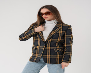 جاكيت بليزر بنقشة مربعات كلاسيكية Classic Women's Plaid Blazer