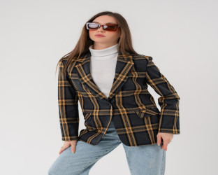 جاكيت بليزر بنقشة مربعات كلاسيكية Classic Women's Plaid Blazer