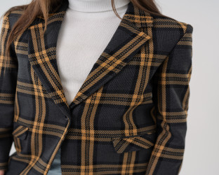 جاكيت بليزر بنقشة مربعات كلاسيكية Classic Women's Plaid Blazer