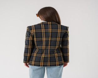 جاكيت بليزر بنقشة مربعات كلاسيكية Classic Women's Plaid Blazer