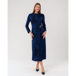 فستان ميدي بنقشة جلد الثعبان وتفصيل البروش Dress with Snake Print and Brooch Detail