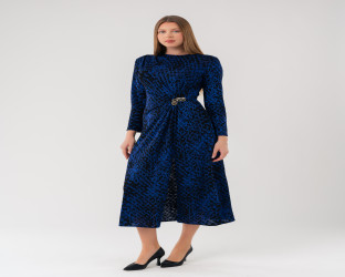 فستان ميدي بنقشة جلد الثعبان وتفصيل البروش Dress with Snake Print and Brooch Detail