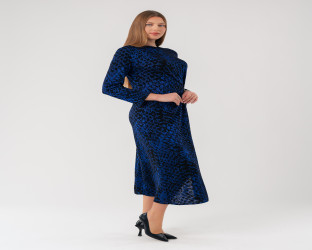 فستان ميدي بنقشة جلد الثعبان وتفصيل البروش Dress with Snake Print and Brooch Detail