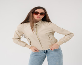 جاكيت جلد نسائي Women's Faux Leather Jacket