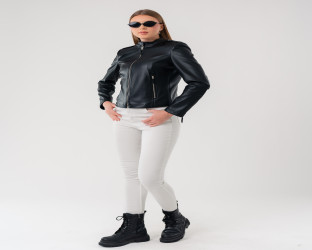 قمصلة جلد نسائية Women's Black Faux Leather Jacket