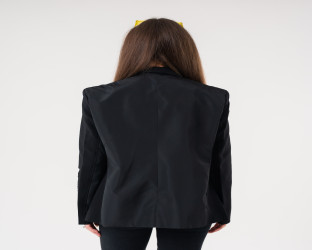 بليزر نسائي أسود مزدوج الأزرار Double-Breasted Blazer