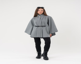 جاكيت كيب صوفي فضفاض Wool Blend Flowy Cape Jacket